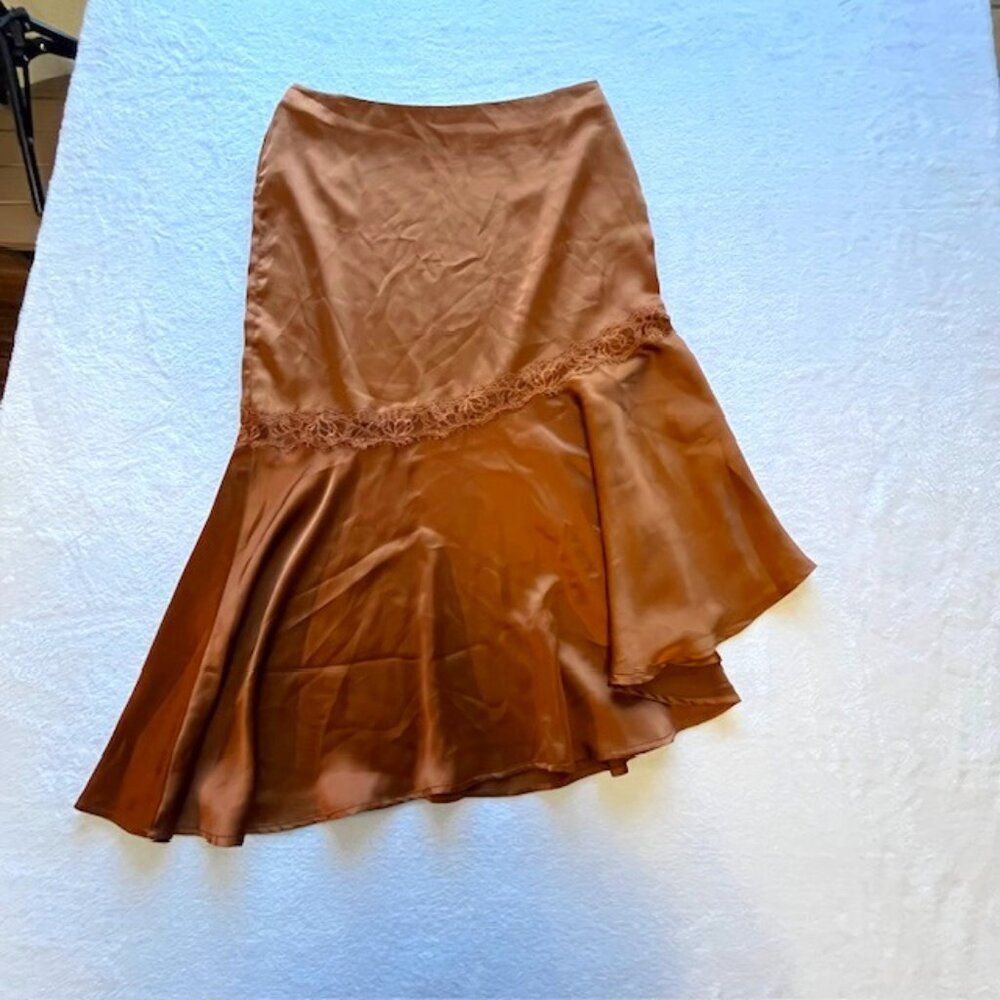 Skies are Blue Bronze Satin Feel Skirt- Size L